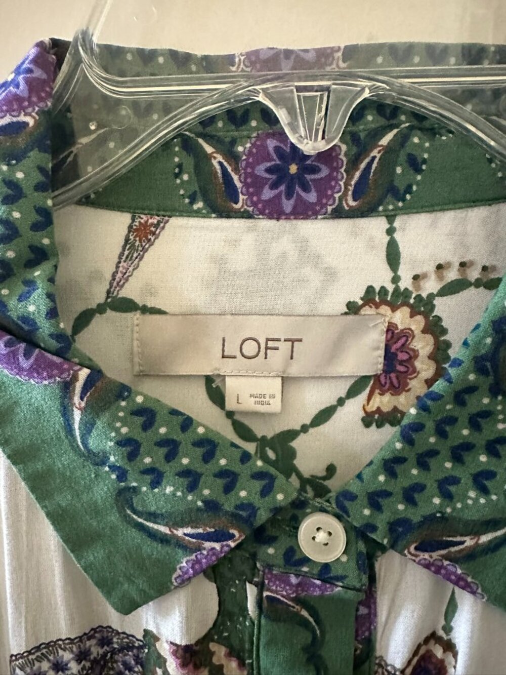 BNWT LOFT long Sleeve Bird print blouse size Large - Picture 6 of 6